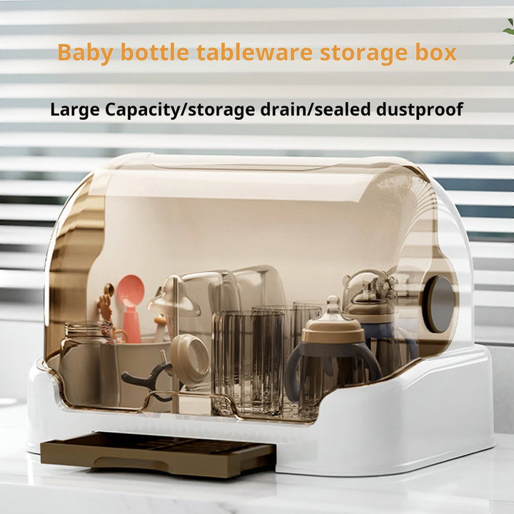 Baby Bottle Drying Rack with Transparent Lid Large Capacity Dustproof Easy to Clean Baby Bottle Storage Box with Image 10