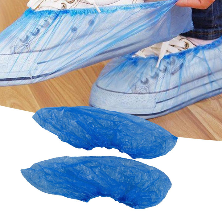 100Pcs Non-Slip Plastic Disposable Shoe Covers Cleaning Protective Overshoes for Hotel Image 3