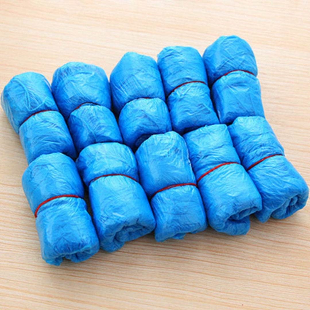 100Pcs Non-Slip Plastic Disposable Shoe Covers Cleaning Protective Overshoes for Hotel Image 4