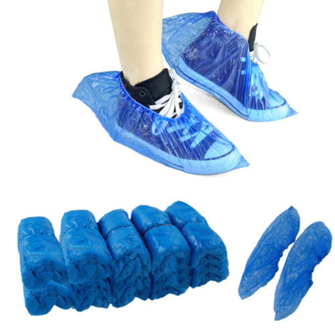 100Pcs Non-Slip Plastic Disposable Shoe Covers Cleaning Protective Overshoes for Hotel Image 7