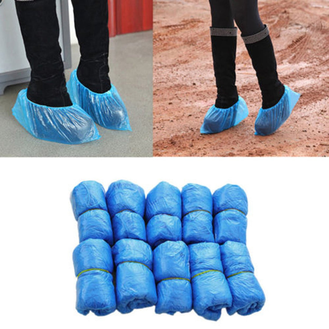 100Pcs Non-Slip Plastic Disposable Shoe Covers Cleaning Protective Overshoes for Hotel Image 8