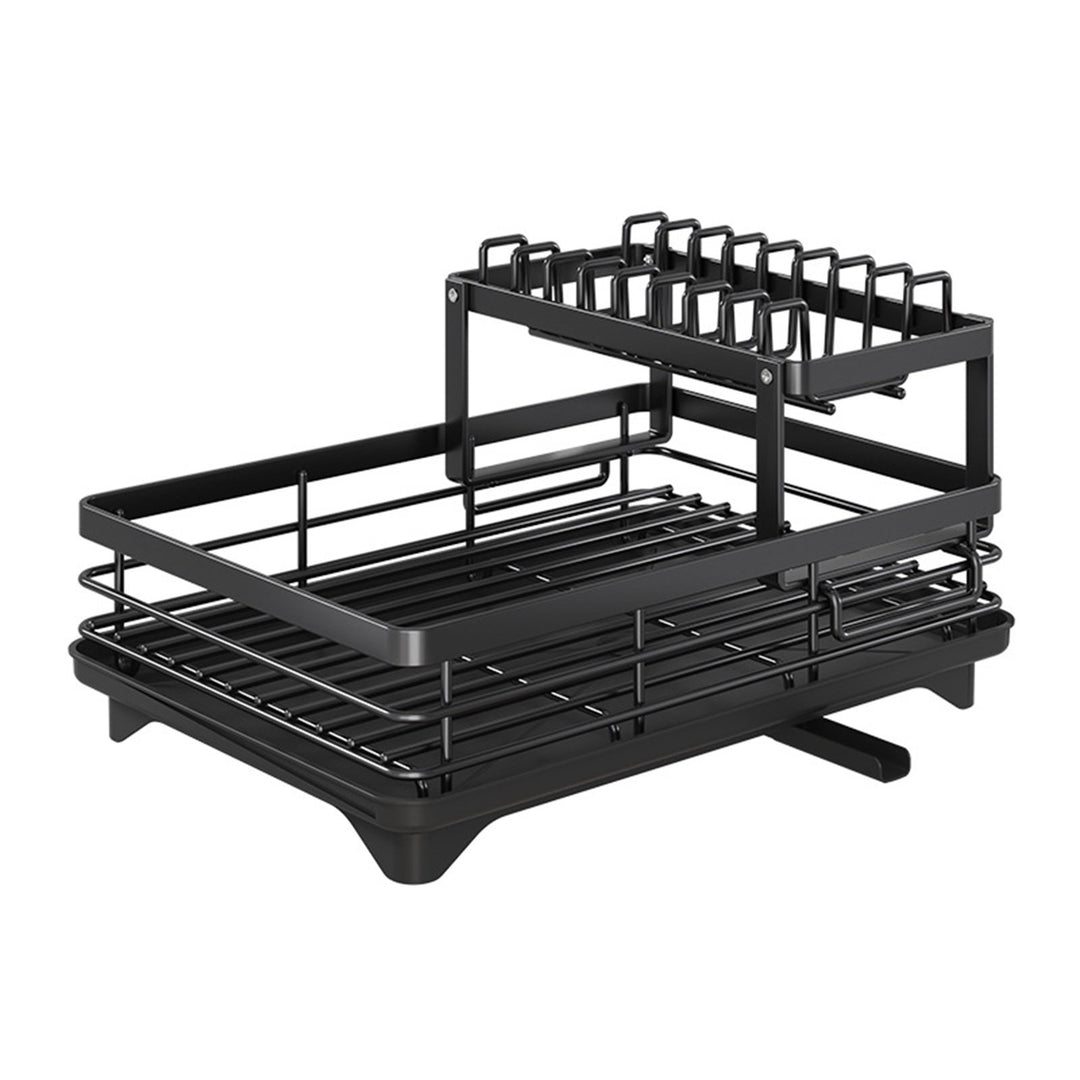 Double Layer Storage Rack Kitchen Counter Drainer Strong Load-bearing Dish Drying Rack with Anti-Rust Coating 2 Tier Image 4