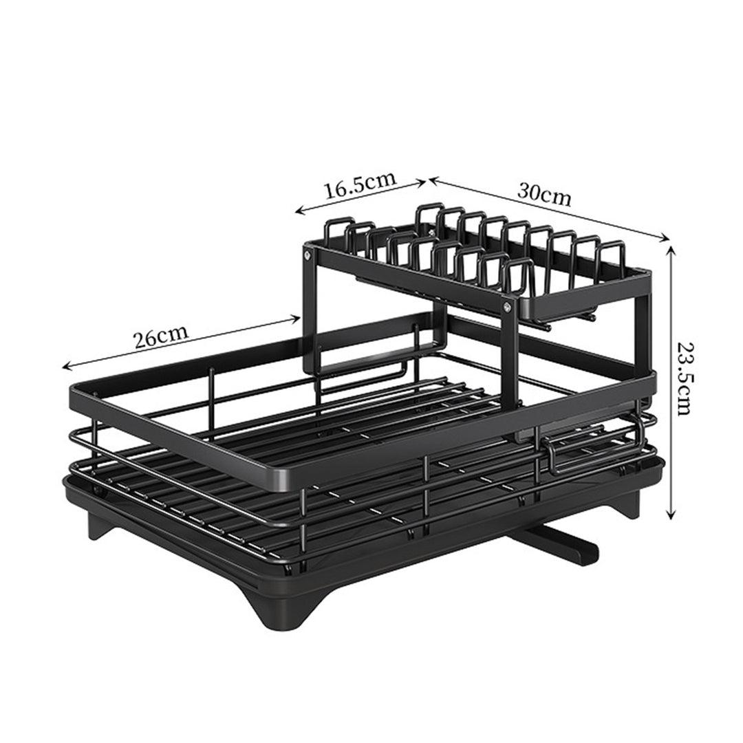 Double Layer Storage Rack Kitchen Counter Drainer Strong Load-bearing Dish Drying Rack with Anti-Rust Coating 2 Tier Image 9