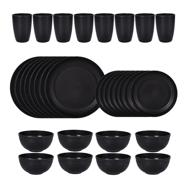 32-Piece Plastic Tableware Set Food-grade Reusable Dinner Plates Bowls Cups Service Non-breakable Dishware for Picnics Image 4