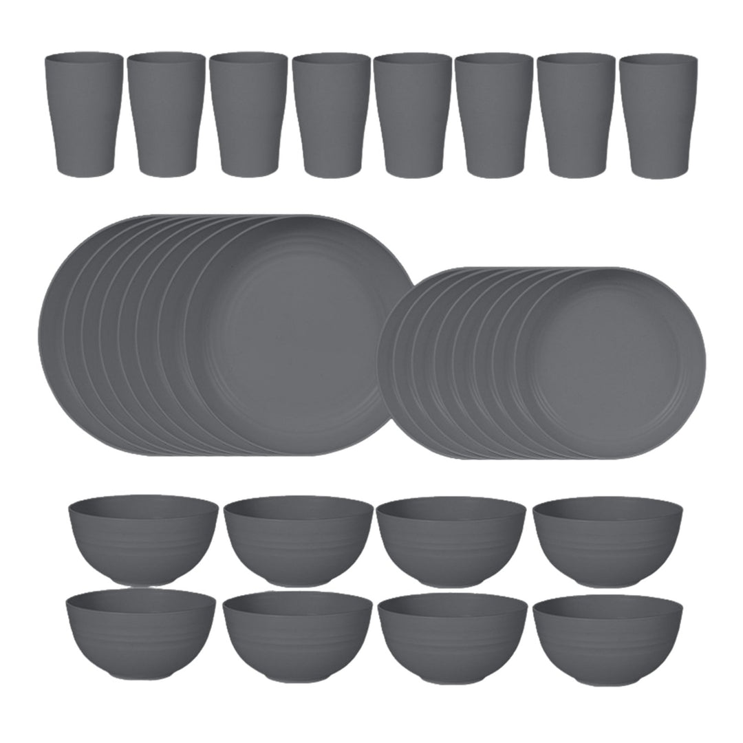 32-Piece Plastic Tableware Set Food-grade Reusable Dinner Plates Bowls Cups Service Non-breakable Dishware for Picnics Image 7