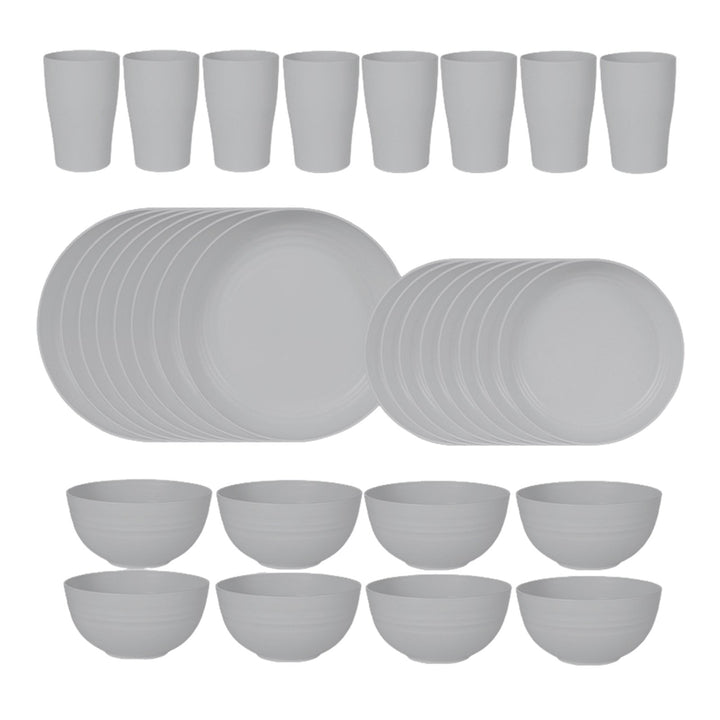 32-Piece Plastic Tableware Set Food-grade Reusable Dinner Plates Bowls Cups Service Non-breakable Dishware for Picnics Image 8