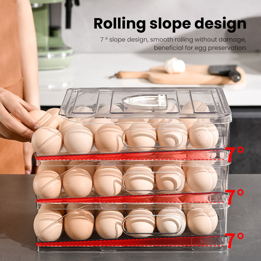 Automatic Rolling Egg Organizer Storage Box BPA-Free Non-Slip Design Easy to Clean Transparent Stackable Egg Dispenser Image 6