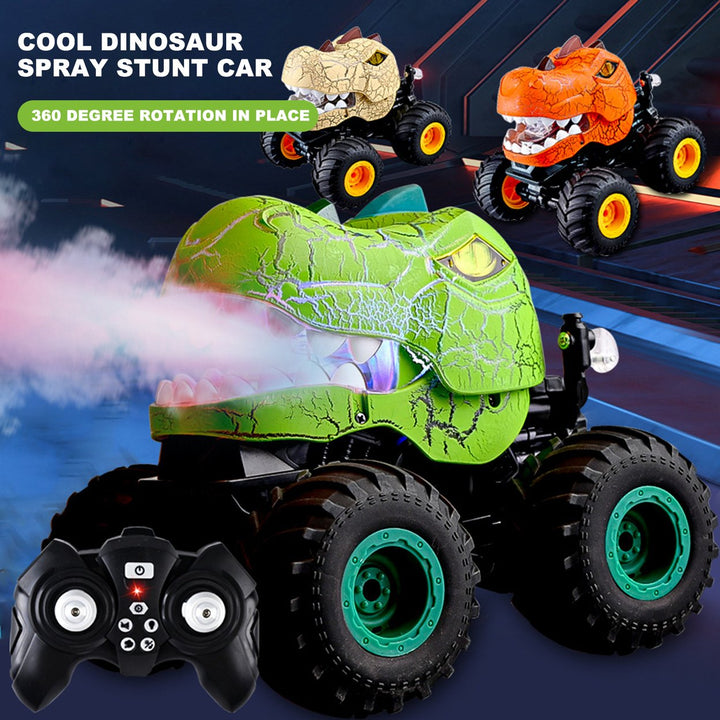 2.4GHz Remote Control Dinosaur Car Toy Light-up Spraying Truck 360 Degrees Rotating RC Stunt Car Crawler Vehicle Image 1