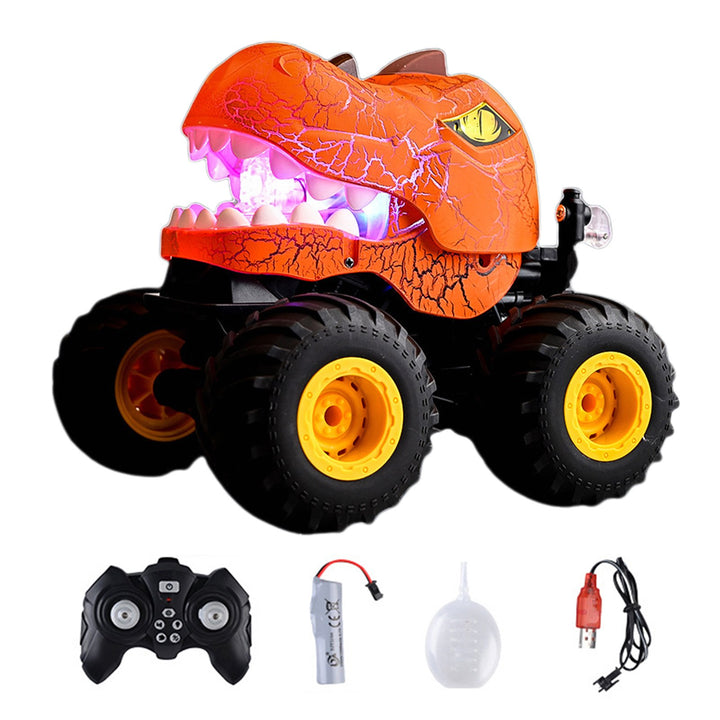 2.4GHz Remote Control Dinosaur Car Toy Light-up Spraying Truck 360 Degrees Rotating RC Stunt Car Crawler Vehicle Image 2