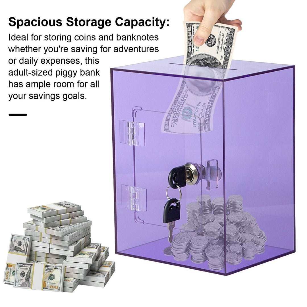 Clear Acrylic Piggy Bank with Key Kids Adults Money Saving Box Large Capacity Openable Transparent Savings Jar Coin Cash Image 1