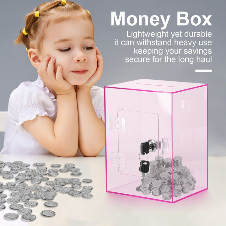 Clear Acrylic Piggy Bank with Key Kids Adults Money Saving Box Large Capacity Openable Transparent Savings Jar Coin Cash Image 6