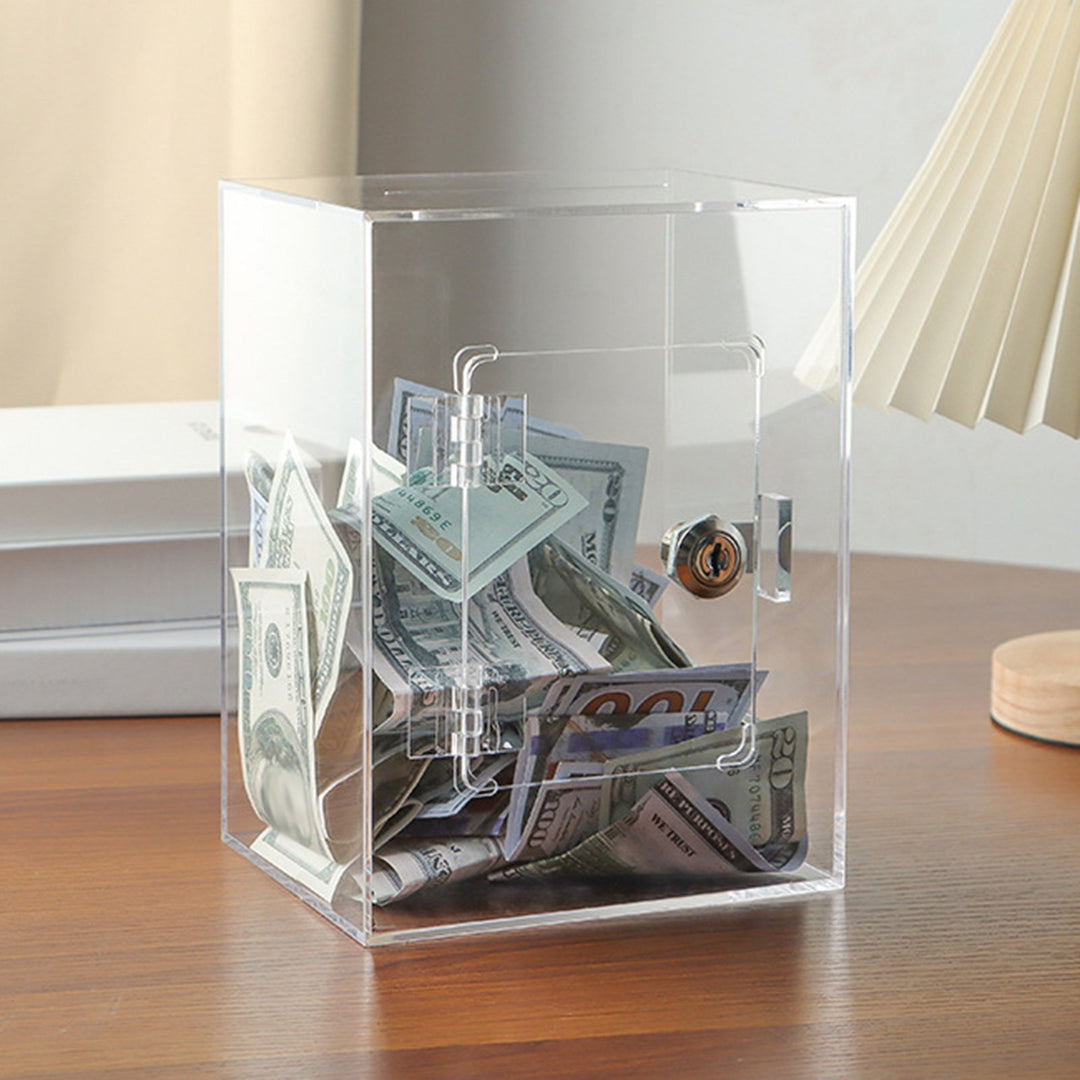 Clear Acrylic Piggy Bank with Key Kids Adults Money Saving Box Large Capacity Openable Transparent Savings Jar Coin Cash Image 8