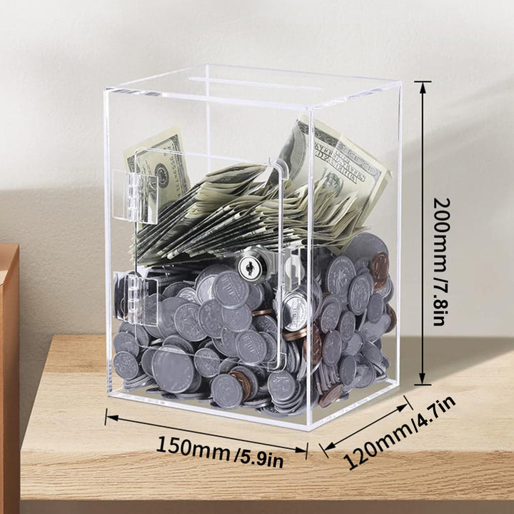 Clear Acrylic Piggy Bank with Key Kids Adults Money Saving Box Large Capacity Openable Transparent Savings Jar Coin Cash Image 9