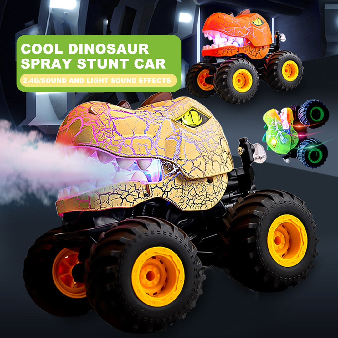 2.4GHz Remote Control Dinosaur Car Toy Light-up Spraying Truck 360 Degrees Rotating RC Stunt Car Crawler Vehicle Image 11