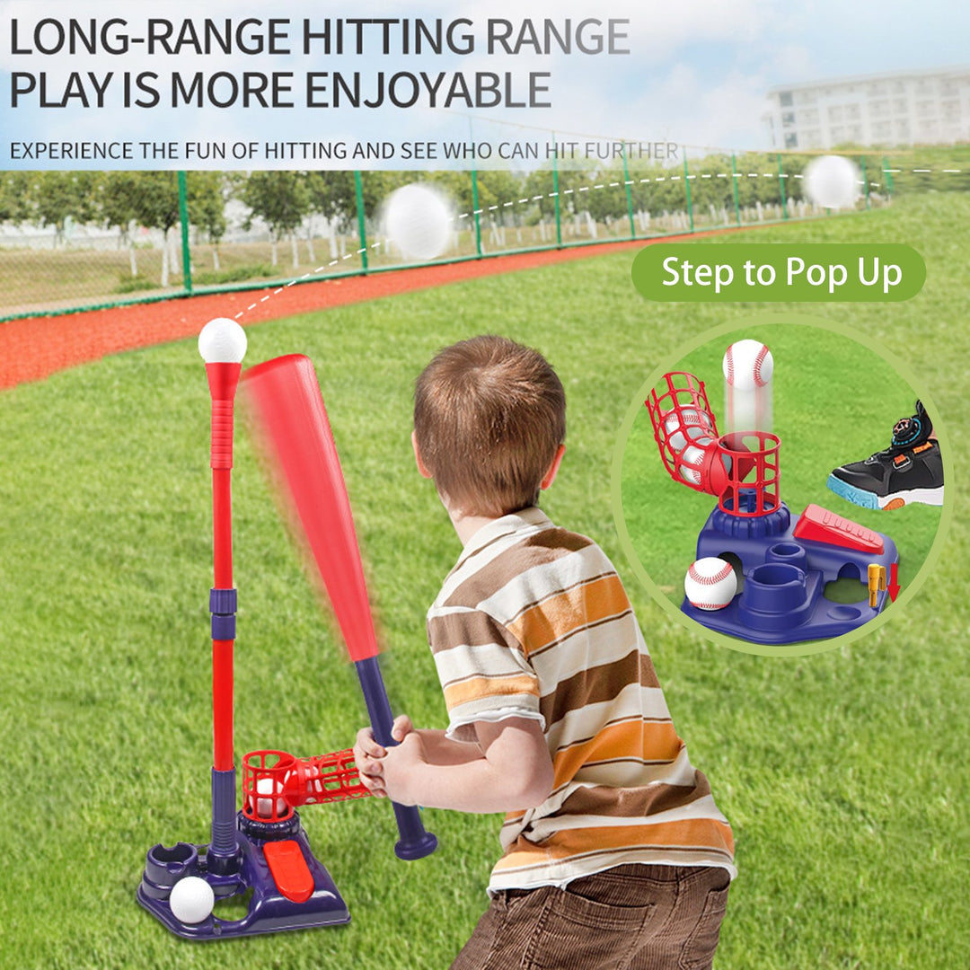 3-In-1 Baseball Tee Set with Pitching Machine Retractable Bat 6 Balls Adjustable Height Indoor Outdoor Sport Toy for Image 4