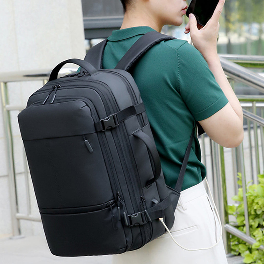 Travel Backpack Expandable Capacity Computer Bag with USB Charging Port Waterproof Anti-Theft Lock Wet/Dry Separation Image 4