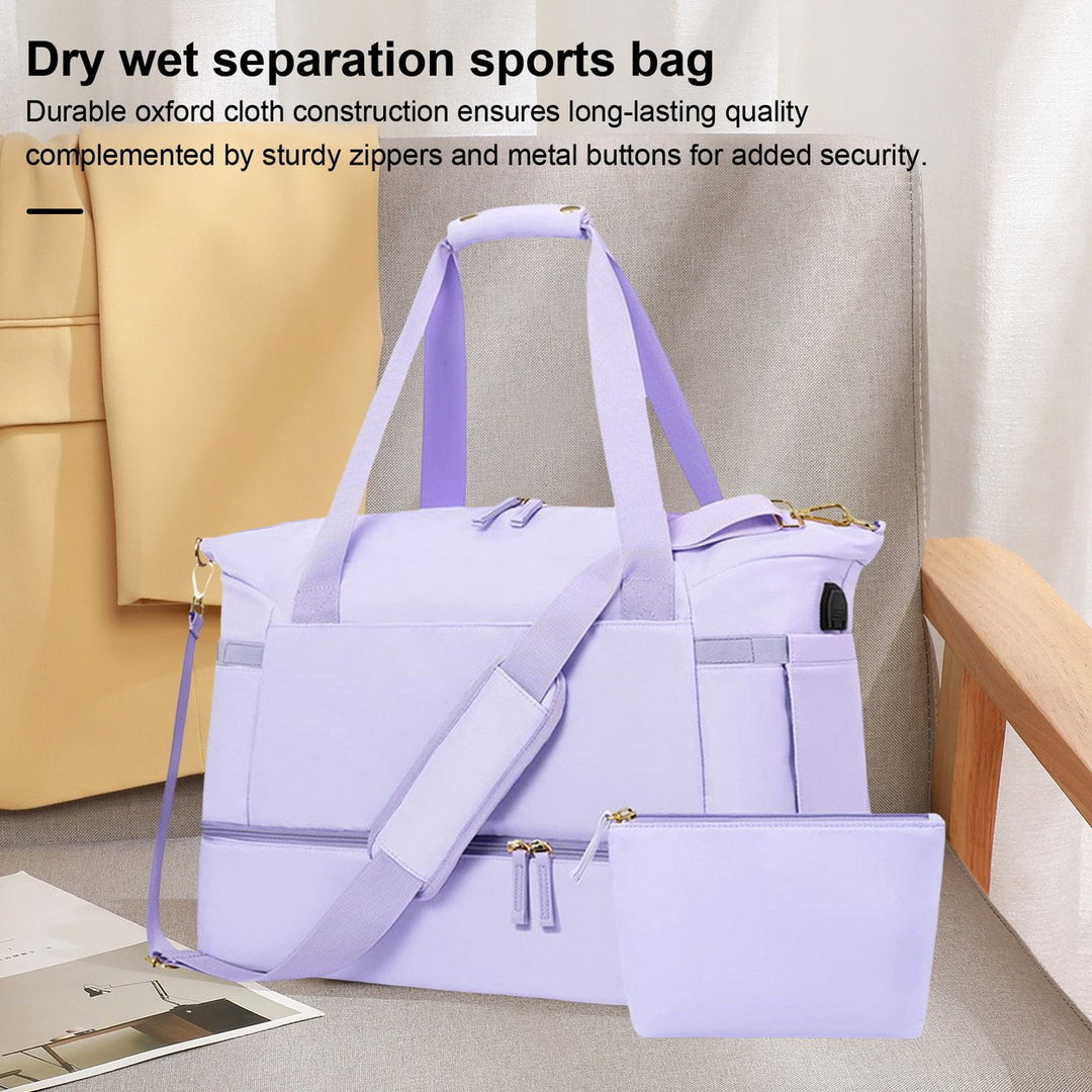 2 Pcs/Set Travel Bags Waterproof Wet Dry Separation Large Capacity Messenger Bag with Shoe Compartment And Odor Vents Image 11