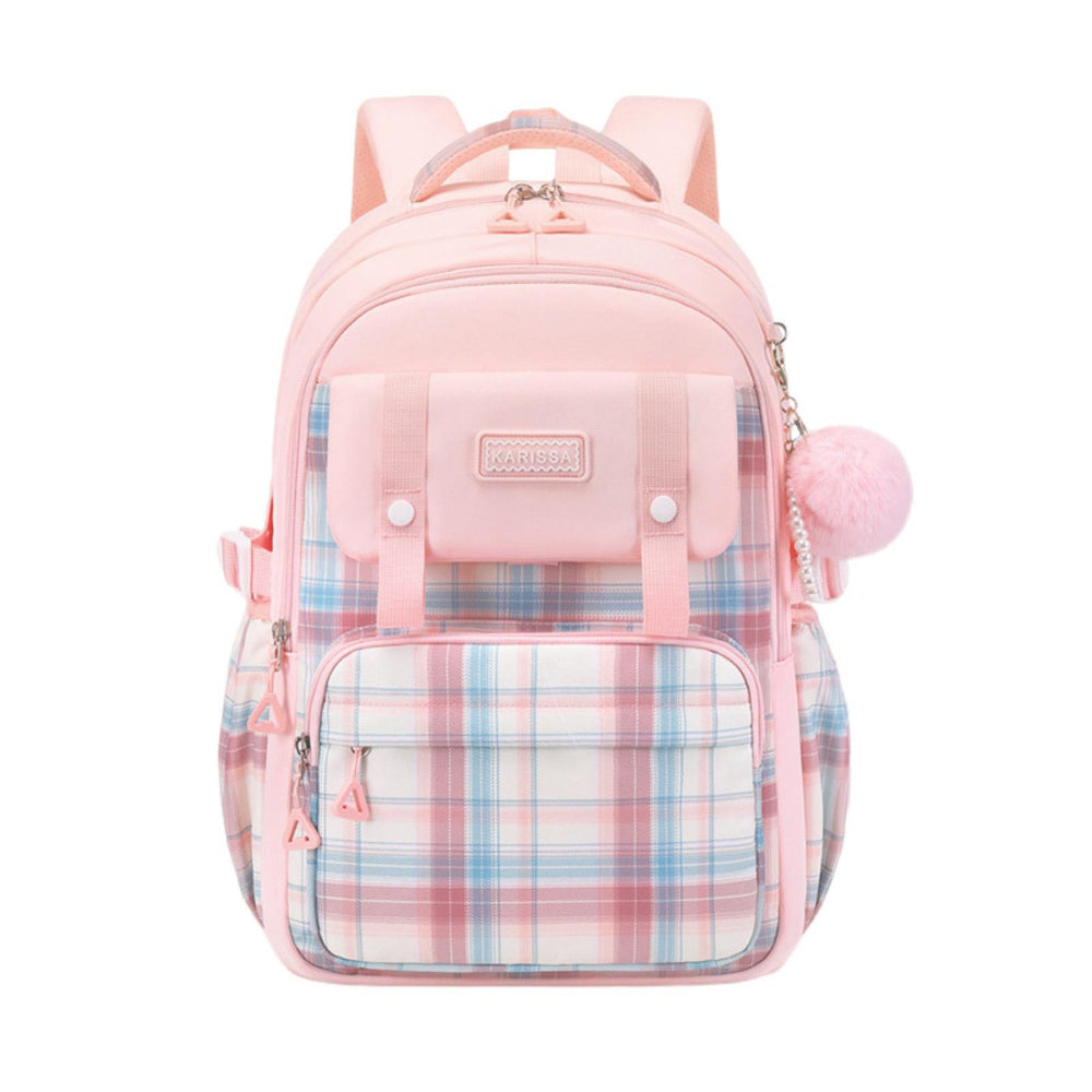 Student Backpack with Pendant Multi Compartments Large Capacity Sweet Color Waterproof School Bag Travel Outdoor Image 2