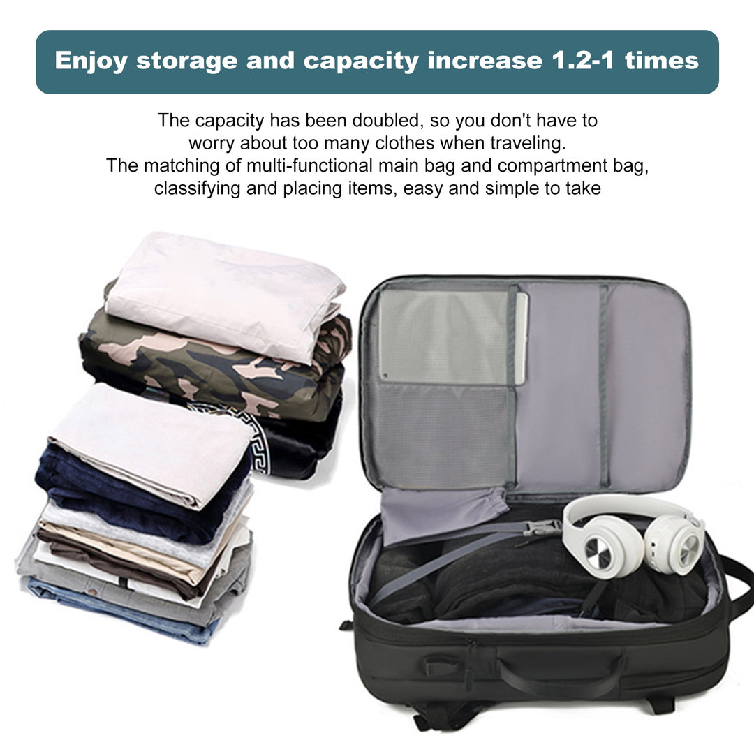 Travel Backpack Expandable Capacity Computer Bag with USB Charging Port Waterproof Anti-Theft Lock Wet/Dry Separation Image 9