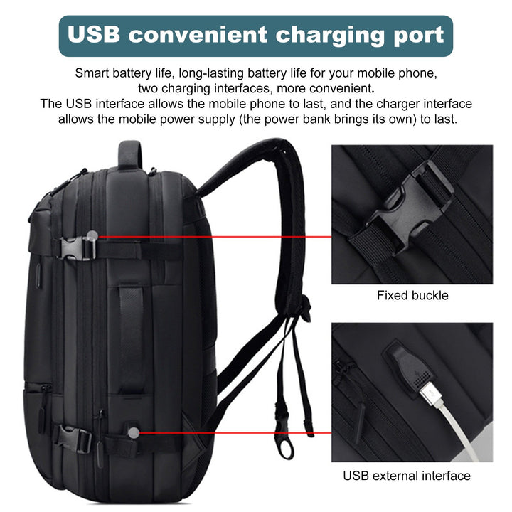 Travel Backpack Expandable Capacity Computer Bag with USB Charging Port Waterproof Anti-Theft Lock Wet/Dry Separation Image 10