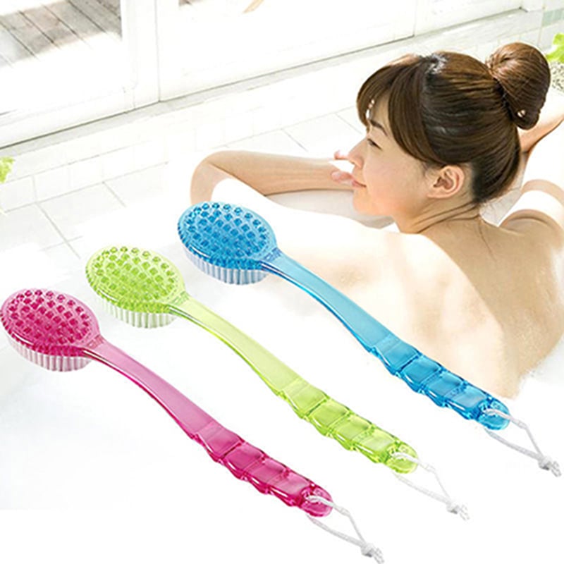 Long Handled Body Bath Shower Back Brush Scrubber Massager Skin Cleaning Tool Image 1