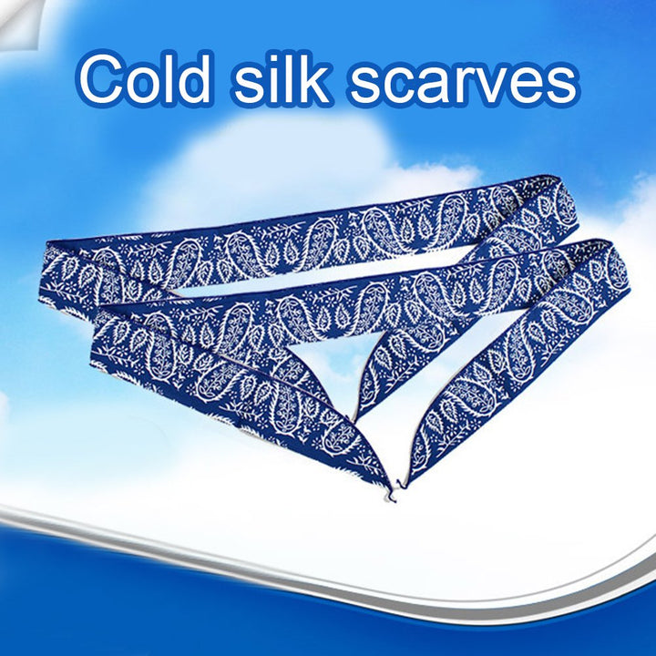 Leaves Print Long Cotton Ice Scarf Cold Feeling Neck Cooling Scarf Towel Fashion Accessory Image 3