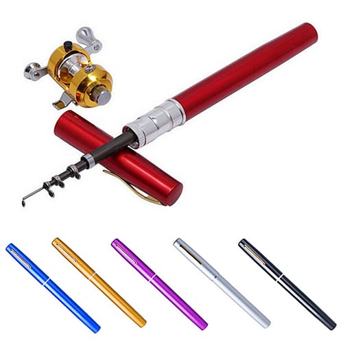 Mini Outdoor Pocket Fish Pen Shape Fishing Rod Aluminum Alloy Fishing Pole Image 2