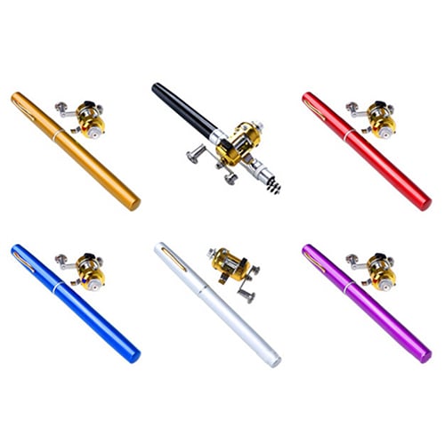 Mini Outdoor Pocket Fish Pen Shape Fishing Rod Aluminum Alloy Fishing Pole Image 3