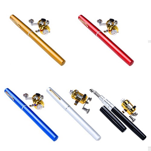 Mini Outdoor Pocket Fish Pen Shape Fishing Rod Aluminum Alloy Fishing Pole Image 4