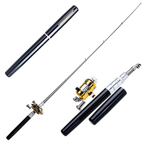 Mini Outdoor Pocket Fish Pen Shape Fishing Rod Aluminum Alloy Fishing Pole Image 4