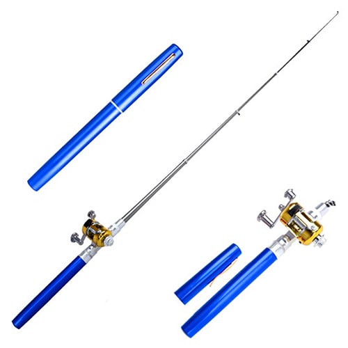 Mini Outdoor Pocket Fish Pen Shape Fishing Rod Aluminum Alloy Fishing Pole Image 6