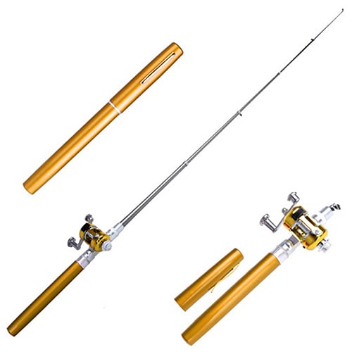 Mini Outdoor Pocket Fish Pen Shape Fishing Rod Aluminum Alloy Fishing Pole Image 7