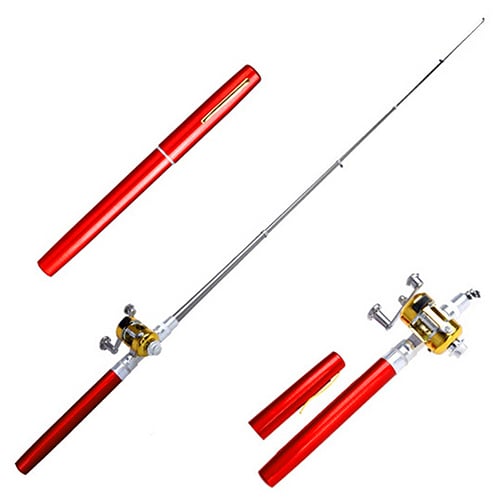 Mini Outdoor Pocket Fish Pen Shape Fishing Rod Aluminum Alloy Fishing Pole Image 9