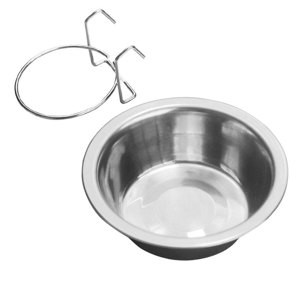 Metal Dog Pet Bowl Cage Crate Non Slip Hanging Food Dish Water Feeder with Hook Image 3