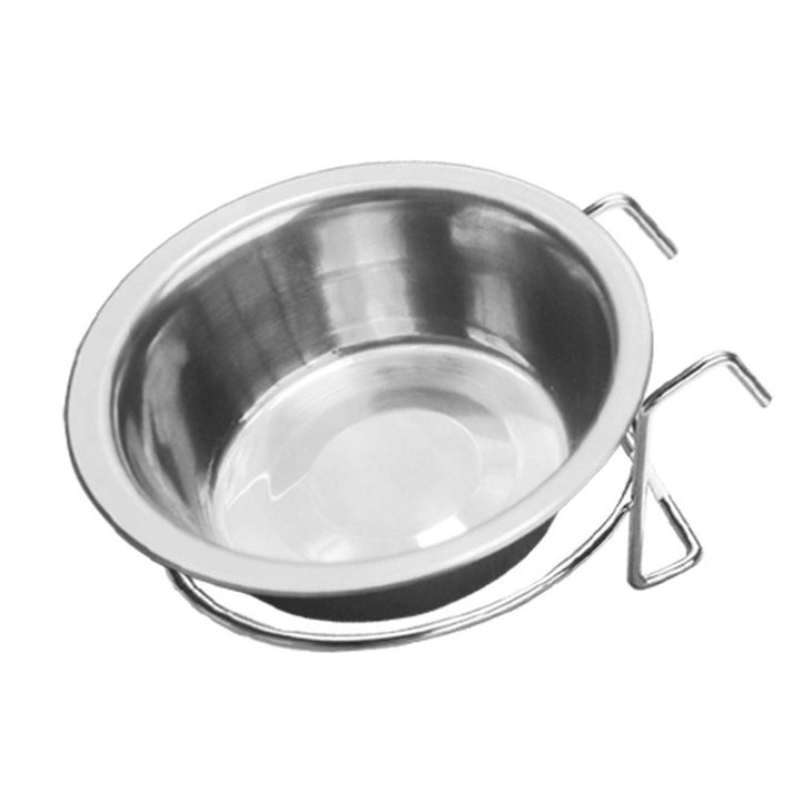 Metal Dog Pet Bowl Cage Crate Non Slip Hanging Food Dish Water Feeder with Hook Image 4