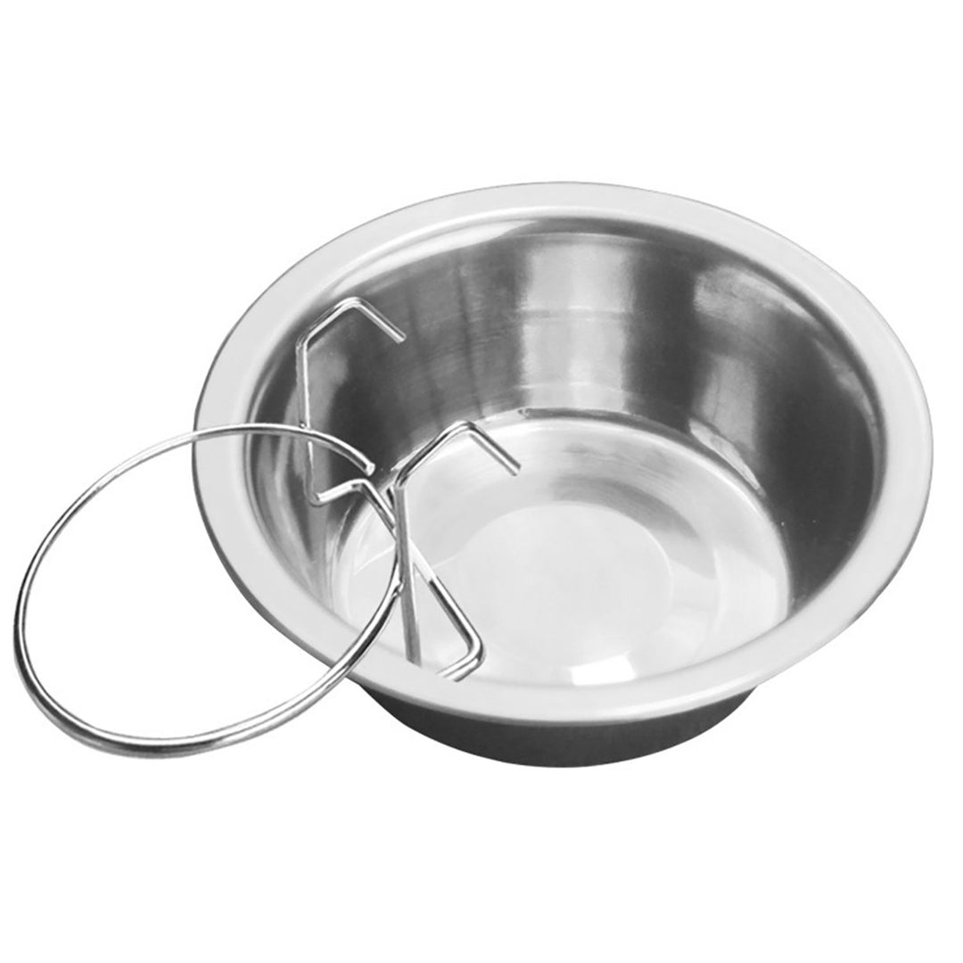 Metal Dog Pet Bowl Cage Crate Non Slip Hanging Food Dish Water Feeder with Hook Image 4