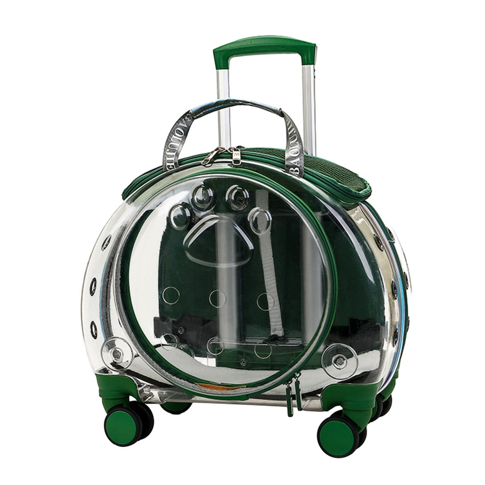 Pet Trolley Case Clear Ventilation Holes Silent Wheels Convenient Portable Cats Dogs Backpack for Travel Image 2