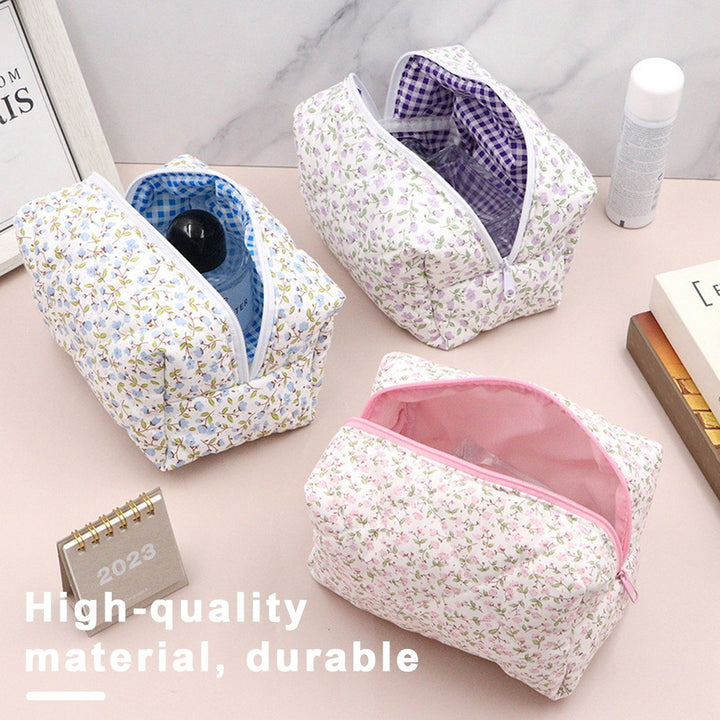 Floral Makeup Bag Large Capacity Zipper Portable Multifunction Women Girls Travel Lipstick Cosmetic Toiletry Organizer Image 1