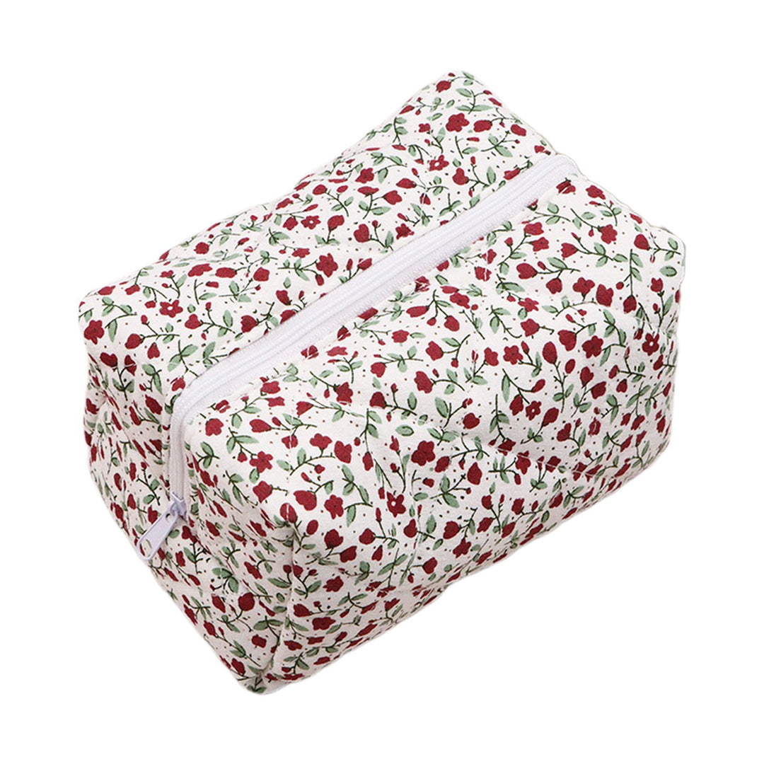 Floral Makeup Bag Large Capacity Zipper Portable Multifunction Women Girls Travel Lipstick Cosmetic Toiletry Organizer Image 3