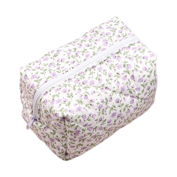 Floral Makeup Bag Large Capacity Zipper Portable Multifunction Women Girls Travel Lipstick Cosmetic Toiletry Organizer Image 4