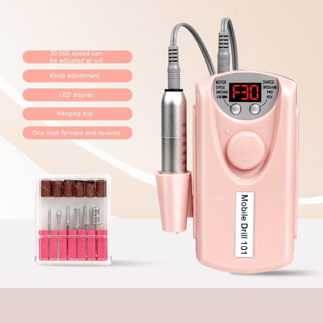 Nail Drill Machine 30000 RPM Electric File Rechargeable Cordless Nail File with LCD Screen for Nail Polishing Home Salon Image 1