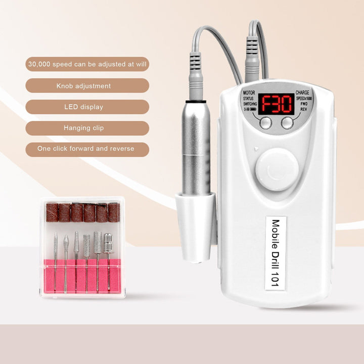 Nail Drill Machine 30000 RPM Electric File Rechargeable Cordless Nail File with LCD Screen for Nail Polishing Home Salon Image 6