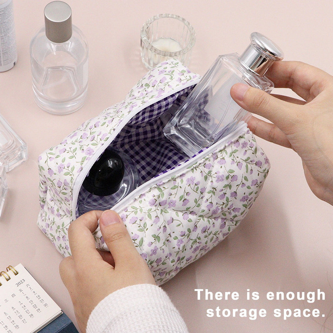 Floral Makeup Bag Large Capacity Zipper Portable Multifunction Women Girls Travel Lipstick Cosmetic Toiletry Organizer Image 8