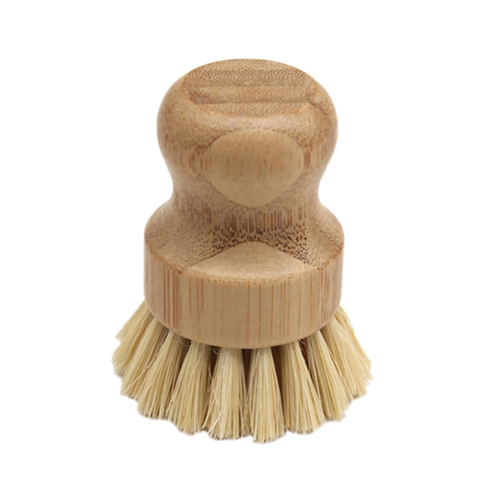 Dish Washing Brush Short Durable Bamboo Fiber Wooden Pot Brush for Home Image 2