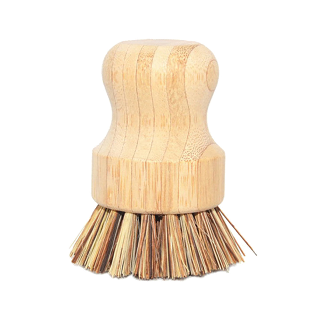 Dish Washing Brush Short Durable Bamboo Fiber Wooden Pot Brush for Home Image 3