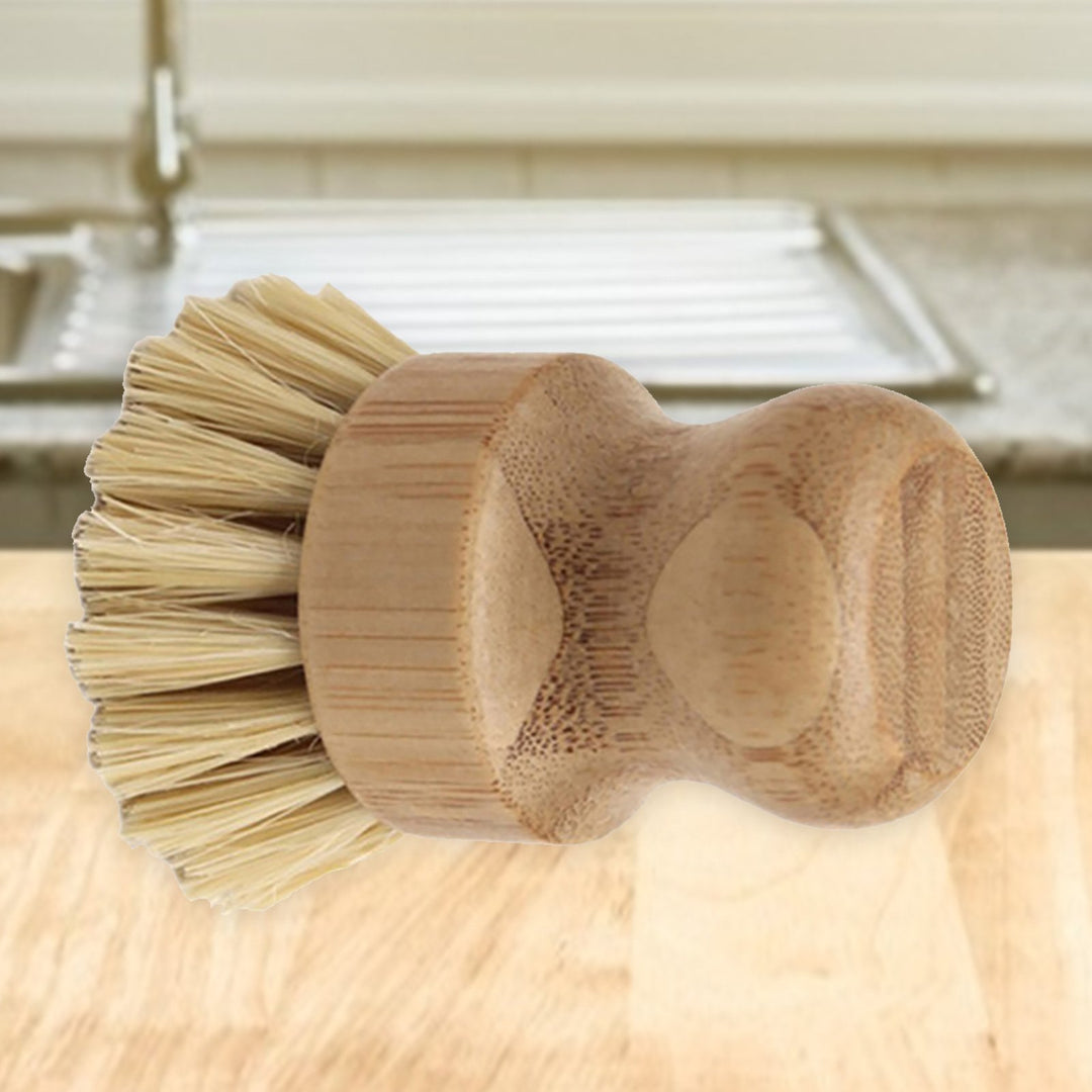 Dish Washing Brush Short Durable Bamboo Fiber Wooden Pot Brush for Home Image 6