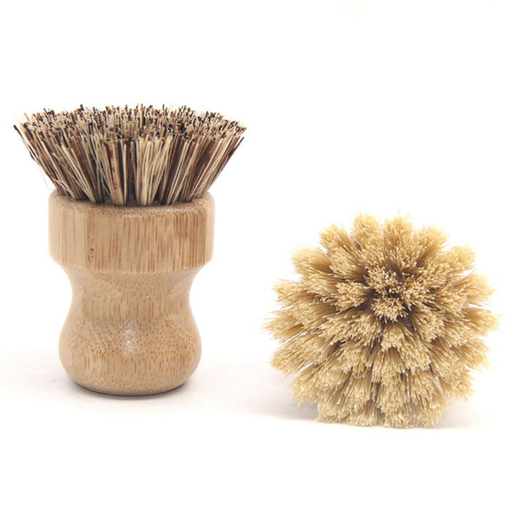 Dish Washing Brush Short Durable Bamboo Fiber Wooden Pot Brush for Home Image 8