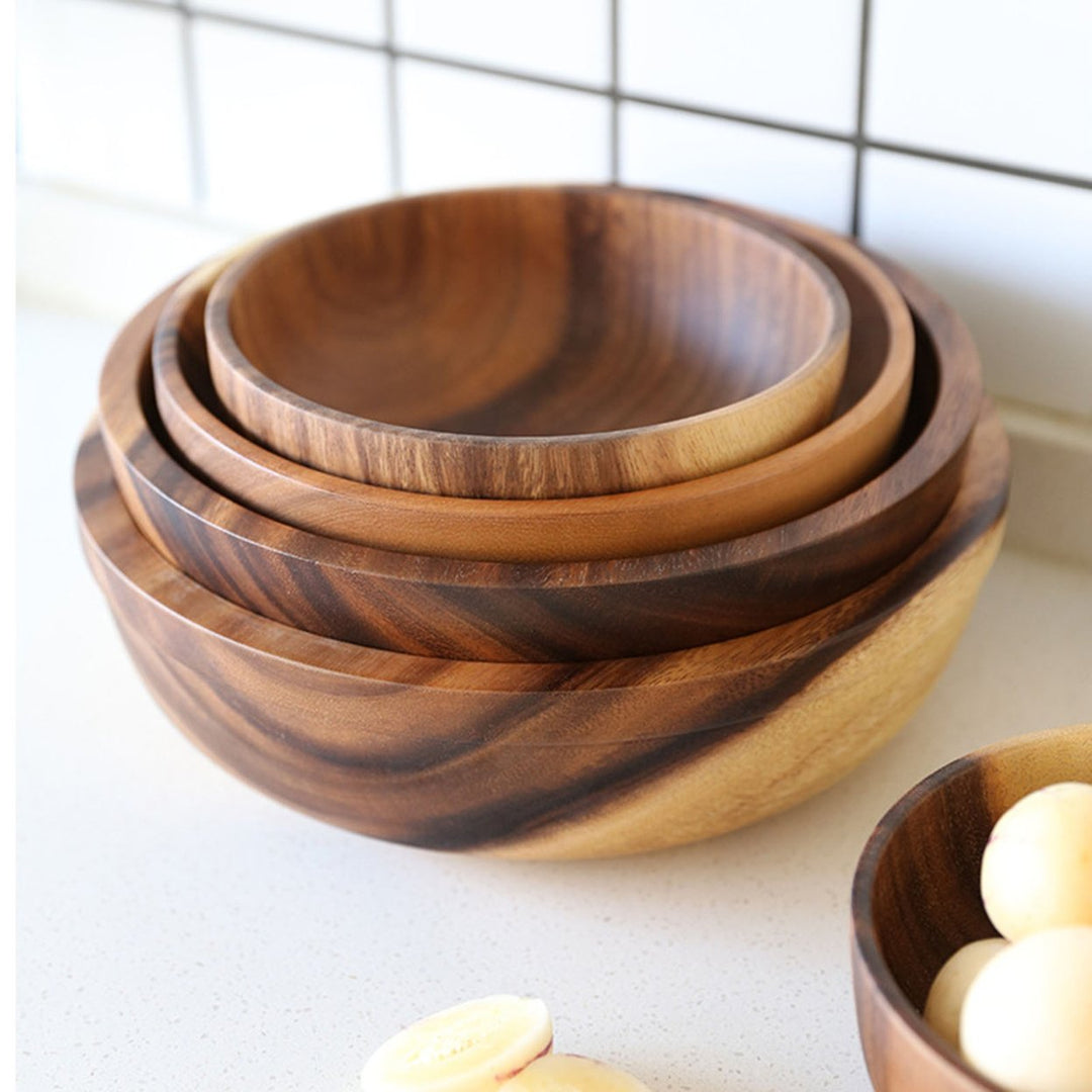 Good Grade Eco-Friendly Polishing Salad Bowl Japanese Practical Wooden Soup Bowl Kitchen Supplies Image 1