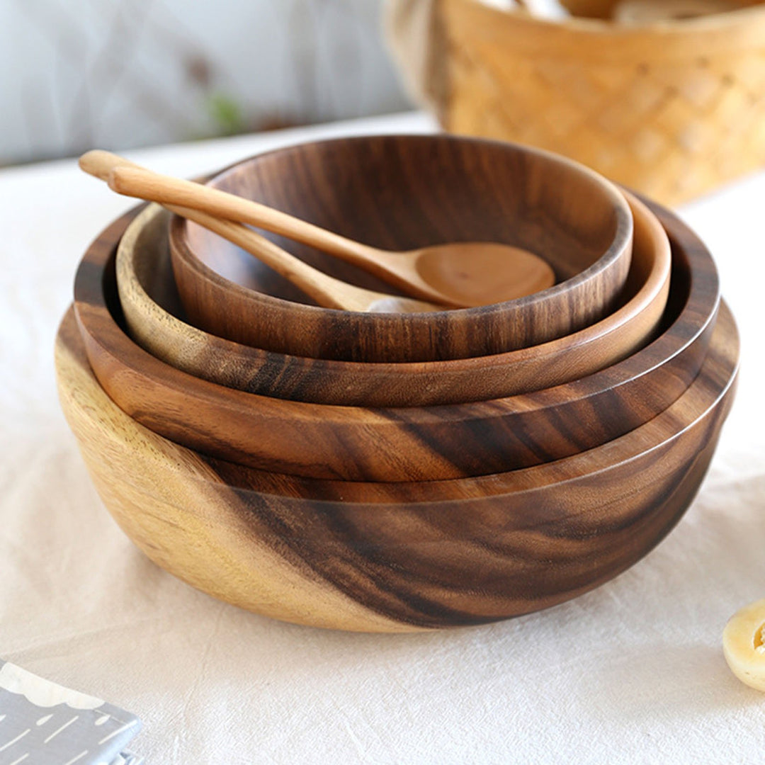 Good Grade Eco-Friendly Polishing Salad Bowl Japanese Practical Wooden Soup Bowl Kitchen Supplies Image 2