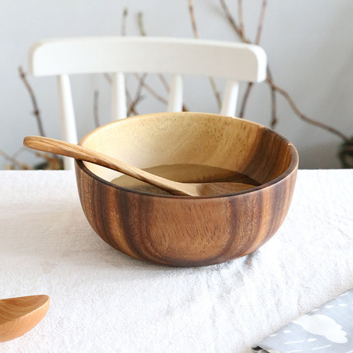 Good Grade Eco-Friendly Polishing Salad Bowl Japanese Practical Wooden Soup Bowl Kitchen Supplies Image 4